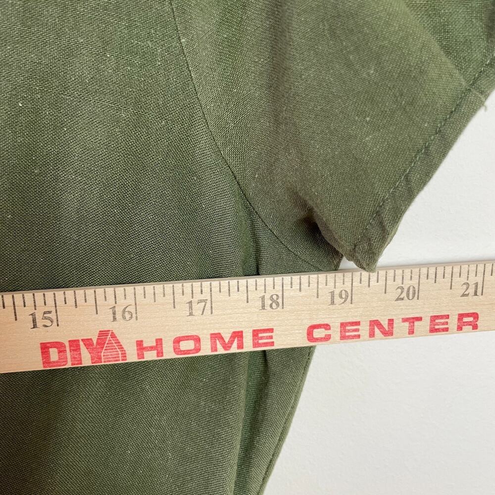 Button Front V-Neck Dress Medium Green Minimalist Earthy Cottage Woodland Forest - Picture 7 of 9
